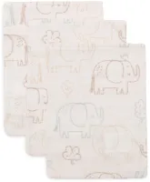Jollein - Baby Hydrofiel Washandje Elephant Tales - Katoen - 3 Stuks - Baby Washand, Hydrofiele Washandjes -15x20cm