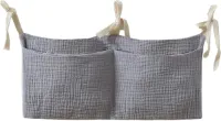 KZQ Babyfles Hangtas - Hangtas - Opbergtas voor naast het bed - Babywieg Hangtas - Dubbele zak - Opbergtas - Babyfles Speelgoed Luiertas - Dubbele laag - Opbergtas voor in bed - Donkergrijs