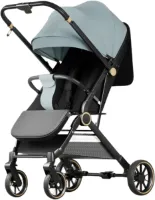 Kaëru Kinderwagen - Tweerichtingsontwerp - Lichtgewicht Aluminium Frame - Schokbestendige PU Banden - Verstelbare Handgreephoogte - Draagvermogen 25 kg - Lichtblauw/Zwart