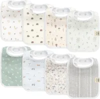 KeaBabies 8-pack biologische babyslabben voor jongens en meisjes – kwijlslabben van superabsorberend katoen voor baby