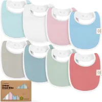 KeaBabies Baby Slabbetjes voor Jongens & Meisjes - 8-Pack Biologische Katoenen Slabbetjes - Baby Slabbetjes voor Meisjes & Jongens - Grote Slabbetjes voor Baby