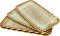 Keramische borden, 4-delige set, hoofdgerecht voor steak, brood, risotto, pasta, voorgerecht, magnetron, oven en vaatwasserbestendig, krasbestendig (bruine rechthoekige platte borden)