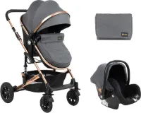Kikkaboo Kinderwagen 3in1 transformeerbare zitje Amaia Dark Grey