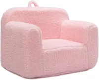 Kinder Sofa Stoel - Ultra Zachte Knuffelstoel - Schuimvulling - Sherpa Leesbankje - Roze - Comfortabele Kinderzetel voor Jongens en Meisjes - Peuterstoel voor Slaapkamer en Speelkamer