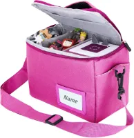 Kinderbagagetas Veel ruimte voor Toniebox Figuren Tigerbox Transportfolie Audiofiguren Muziekdozen Muziekkubus Oplader Koptelefoon Tigercard Ideaal voor Tonie Startset (Roze Polyester)