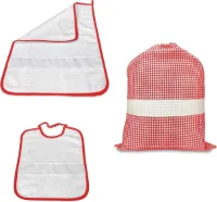Kinderdagverblijfset - handdoek - slabbetje - geruit garen - Aida-stof - naam borduren - Rood - One size