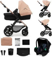 Kinderkraft MOOV 2 - 3-in-1 Kinderwagen - Wandelwagen en kinderwagen - Grote lekbestendige wielen - TRAVEL SYSTEM met MINK PRO i-Size autostoeltje - Vergrote kap UPF50+ - Accessoires: bekerhouder, mus