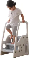 Kinderkruk voor peuters, peuters, trapje voor kruk voor badkamer, keuken en toilet, hulpmiddel voor potjestraining en leren met handgrepen.