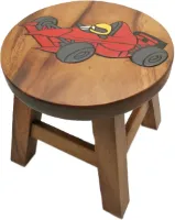 Kinderkrukje | Opstapje | Kruk voor kinderen | Hout | Samanboom | Racewagen | Car | Auto | Ferrari | L25 x B25 x H25 cm | Geboorte | Kado | Kraamcadeau | Sinterklaas | Kerst
