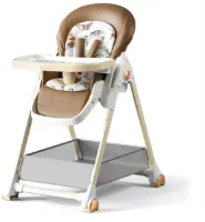 Kinderstoel - Baby Eetstoel - Babystoel - Geschikt voor Pasgeborenen - Peuters - en Kinderen - Verstelbare Voedingstoel - Multifunctionele - Makkelijk Schoon te Maken - Khaki