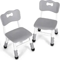 Kinderstoel, plastic, in hoogte verstelbaar, kinderstoelen met rugleuning tot 100 kg belastbaar, kinderstoel vanaf 2 jaar, kindermeubel voor kinderkamer, school, kinderverzorging, 2 stuks, grijs
