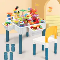 Kindertafel en Stoel Set - Bouwstenen en Opbergruimte - 1 stuk - Hoogwaardig Materiaal