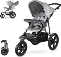 Kinderwagen - 0M+ Tot 3 Jaar - Mountain Driewieler Jogging Kinderwagen - 3 Wielen Kinderwagen - Opvouwbaar - Wandelend - Verstelbare Rugleuning - Grijs