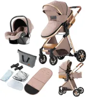 Kinderwagen - Buggy - Inklapbare Buggy - Opvouwbare Buggy - BabyWalker- High Landscape - Inklapbare Buggy NewBorn - 3 in 1 - Khaki
