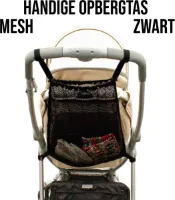 Kinderwagen Opbergtas Zwart - Mesh Storage Bag voor Onderweg – 35x50 cm - Handige Organizer