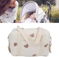 Kinderwagen Organizer - Universele Grote Ruimte, Borduurwerk Baby Luiertas met Ritssluiting - Ideaal als Moeder Handtas en Wandelwagen Accessoires - Perfecte Opbergtas voor Luier, Telefoon, Sleutels, 
