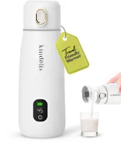 Kindèlis – Draagbare Flessenwarmer Onderweg – 350ML – USB Oplaadbaar – 5200 mAh – Voor Melk & Water – Met Digitale Temperatuurregeling – Babyvoeding Verwarmen