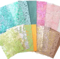 Kleurrijke Folie en Getextureerd Scrapbook Kunst Papier - 64 Stuks, Diverse Set met Mesh Stof - 4 Kleuren