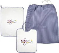 Kleuterschoolset - slabbetje, tas en handdoek - 3-delig - 100% katoen - gemaakt in Italië