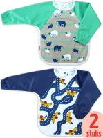 KliederZ slab met mouwen set 2 stuks | Luiaard & Bananas mouwslab baby | Jongens 8 - 24 mnd LB12