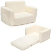 Knusse kinderbank - 2-in-1 ontwerp - 1 stuk - Sherpa-stof - 43,2 x 60 x 43,2 cm