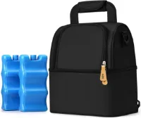 Koeltas moedermelk met 2x icepack - voor moedermelk bewaarzakjes - kolftas - zwart