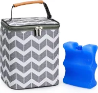Koeltas voor moedermelk, geïsoleerde babyfleszak met ijszak voor 4 flessen tot 270 ml, perfect voor dagverzorging, reizen, moeders die borstvoeding geven