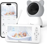 Kolvy® Babyfoon Pro - Intelligente Baby Monitor - Babyfoon met Camera en App - 1080p - Nachtzicht - Tweeweg Audio - Inclusief Slaapliedjes