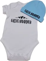 Kraamcadeau - Setje - Romper en muts - Little brother - maat 56 - bedrukt