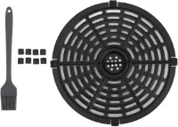 Lade Met Reserveonderdelen Voor De Luchtfriteuse - Rubberen Bumpers En Siliconenolieborstel - Ronde Grillpan Met Anti-aanbaklaag - Roestvrijstalen Scherperplaat (22cm)