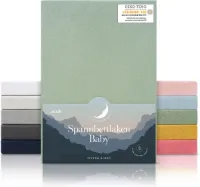 Laleni Jersey Baby/Kind Hoeslaken - Actief Ademend - Oeko-Tex Certificeerd - Babybed, Wieg, Kinderbed 100 x 100 x 10cm, zomergroen, vierkant