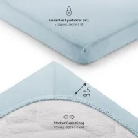 Laleni Jersey Baby/Kind Hoeslaken - Actief Ademend - Oeko-Tex Certificeerd - Babybed, Wieg, Kinderbed 100 x 115 x 10cm, lichtblauw, zeshoek