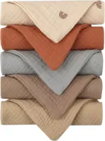 Lalieloe Spuugdoekjes - Monddoekjes - 5 stuks - Beige Multi - 23 x 23 cm - Met lusje - Luxe Kwaliteit