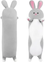 Lang Pluche Konijn Lichaamskussen - Schattig Bunny Knuffel - Gevuld Dier Speelgoed - Zacht Pluche - Voor Kinderen en Familie - 50 cm Grijs - GreyRabbit Lichaamskussen