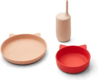 Liewood - Siliconen Serviesset Nathan (Set van 3) - Kinderserviesset - Cat Apple Red Multi Mix