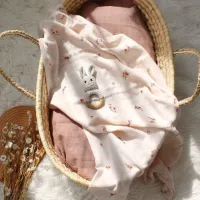 LifeTree baby mousseline swaddle deken doeken - 2 stuks 120 x 120 cm 100% biologisch katoen baby inbakerdoeken voor jongens en meisjes