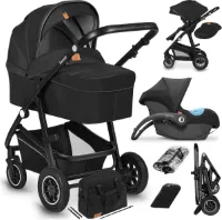 Lionelo Bianka - Kinderwagen 3 in 1 - incl. autostoel - 0-22kg - XXL - Buggy 3in1 - Verstelbare duwstang - Opvouwbaar - Accessoireset - XXL zonnekap - Gelagerde wielen - Reiswieg