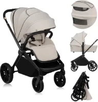 Lionelo Mika Plus - Kinderwagen 2in1 - XXL SET - Veelzijdig en jaarrond - Grote wielen - tot 22kg - Bediening met een hand - Voor alle soorten terrein - Accessoireset