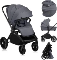 Lionelo Mika Plus - Kinderwagen 2in1 - XXL SET - Veelzijdig en jaarrond - Grote wielen - tot 22kg - Bediening met een hand - Voor alle soorten terrein - Accessoireset