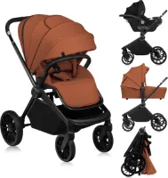 Lionelo Mika Plus - Kinderwagen 3in1 - XXL SET - incl. i-Size autostoel - Veelzijdig en jaarrond - Grote wielen - tot 22kg - Bediening met een hand - Voor alle soorten terrein - Accessoireset