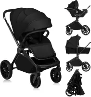 Lionelo Mika Plus - Kinderwagen 3in1 - XXL SET - incl. i-Size autostoel - Veelzijdig en jaarrond - Grote wielen - tot 22kg - Bediening met een hand - Voor alle soorten terrein - Accessoireset