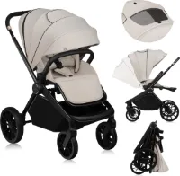 Lionelo Mika Plus Kinderwagen - All-Terrain Wielen - Lichtgewicht - Verstelbare Zitting - XXL Kap met UPF 50+ - Compact Opvouwbaar - Inclusief Accessoires
