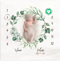 Little Moon Mijlpaaldeken van 100% Biologisch Katoen – Hydrofiele Doek 2 laags incl. Houten Accessoires – Baby Cadeau – Kraamcadeau Meisje – Kraamcadeau Jongen – 120 x 120 CM