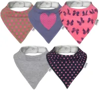 Lovjoy Bandana Baby Slabbetjes, Driehoekige Sjaals, Voor 0-3 Jaar, Verpakking van 5 (Love Polka)