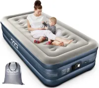Luchtmatras met geïntegreerde luchtpomp - snel opblazen-leeg laten lopen - camping familievakanties - 188 x 99 x 38 cm - maximaal 250 kg - eenpersoons.