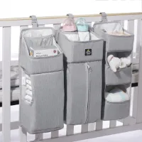 Luieropslag voor de kinderkamer babybed opslag luiers hangende mand luiertafel organizer voor luiers en luieraccessoires babyluier-organizer met uitneembare scheidingswanden grijs