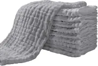 Luiers spuugdoeken, 10 stuks stoffen luiers 27x50 cm hydrofieldoeken 6 lagen absorberend washandjes 100% katoen doeken vouwluiers voor baby grijs
