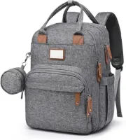 Luiertas Rugzak - Unisex Baby Verzorgingstas Met Verschoonmatje - Waterdicht En Ruim - Voor Mama En Papa - Inclusief Kinderwagenhaken - Grijs