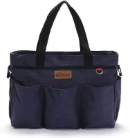 Decopatent® Luiertas Schoudertas - Baby Verzorgingstas - Incl Verschoningsmatje & Flessenhouder - Vakken - Jongens/Meisjes - Blauw