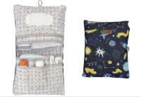 Luiertas met aankleedonderlegger, organizer en make-uptas, 2-in-1, kleine luiertas voor onderweg, mama, luiers, crème, doekjes, babyorganizer (ruimte)